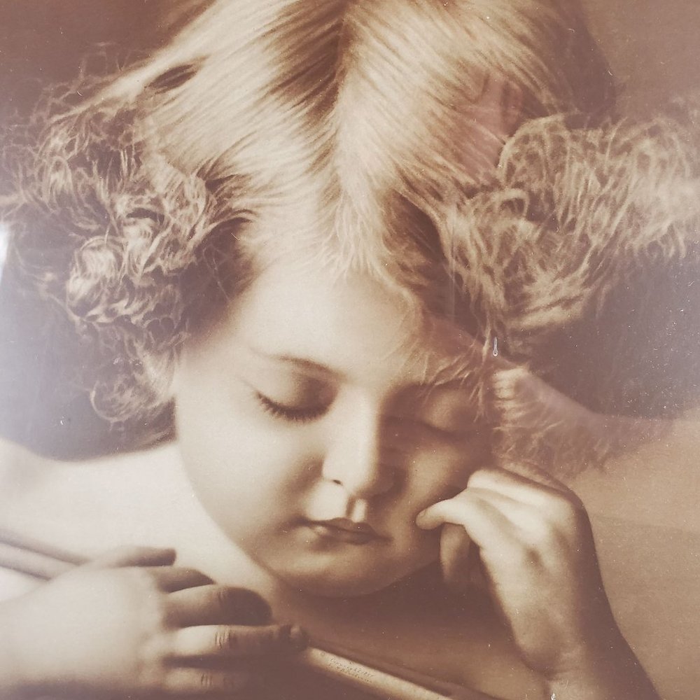 Antique Print  'Cupid Asleep' M.B. Parkinson, Wood Frame Early 1900's  25" x 21" - Picture 2 of 9